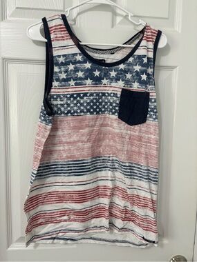 Ocean Current Patriotic Star & Stripe Pocket Tank - Red, White & Blue